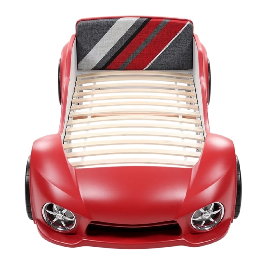**Technische titel in het Nederlands: Auto-bed met houten lattenbodem en sportief ontwerp**